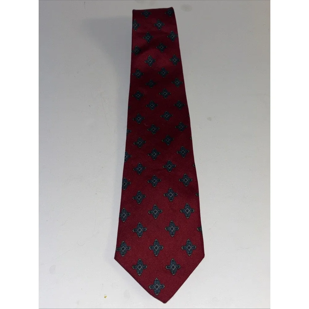 Vintage Bert Pulitzer Red Geometric Silk Tie Necktie